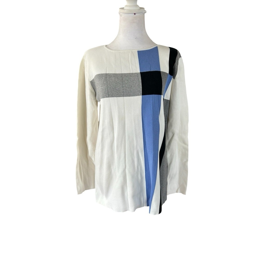 Liz Claiborne Colorblock 100% Cotton Sweater Sz M Casual